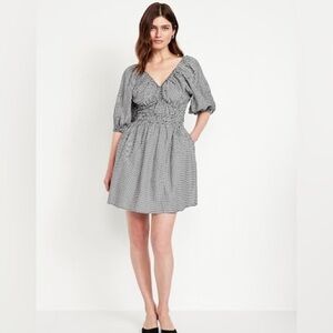 Old Navy Waist Defined Gingham Mini Dress
